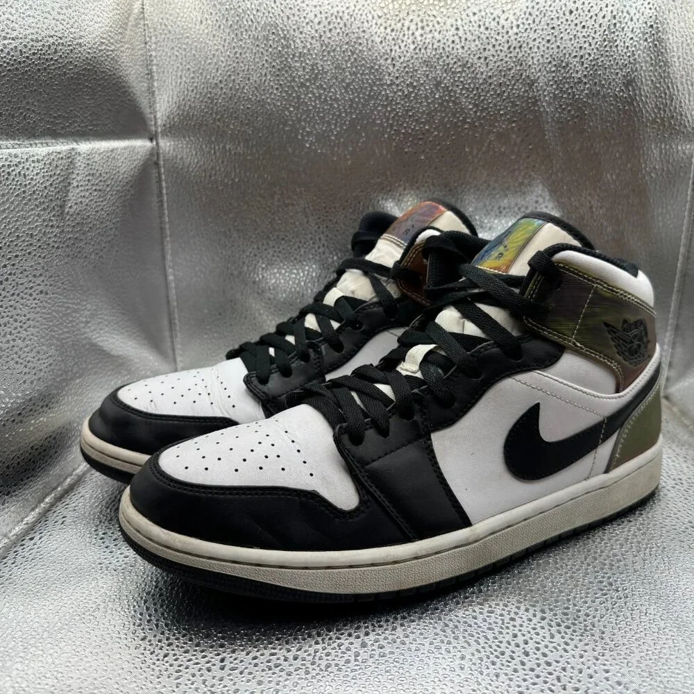Size 10.5 Air Jordan 1 Mid SE Mens White Black Athletic Sneakers DM7802-100‎